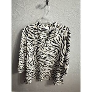 Women's Alfred Dunner Shirt Women's Size 16 Black Tan Silver White